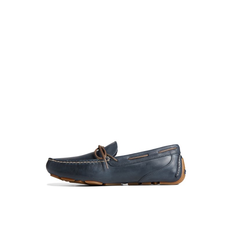 Blue leather sperrys discount